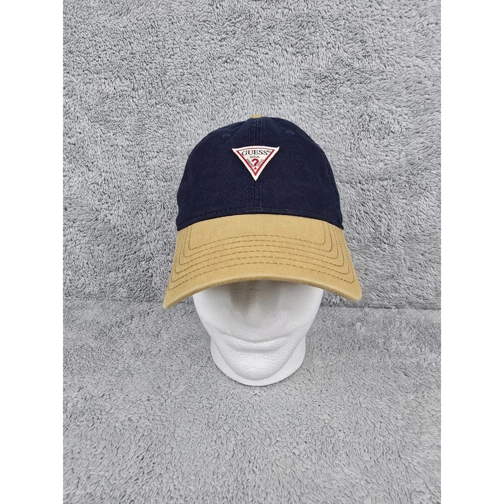 ​GUESS Los Angeles Vintage Strapback Hat Cap Navy Blue Mustard Yellow...